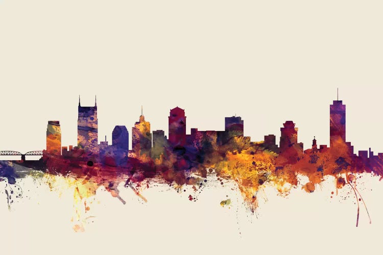 Nashville, Tennessee, USA On Beige by Michael Tompsett wall art