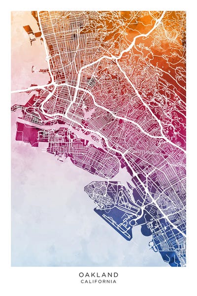 Oakland: Oakland Map Bluepink by Michael Tompsett