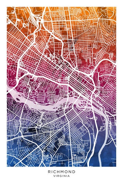 Richmond: Richmond Map Bluepink by Michael Tompsett