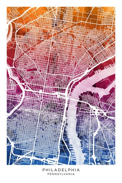Philadelphia Maps: Philadelphia Map Bluepink by Michael Tompsett