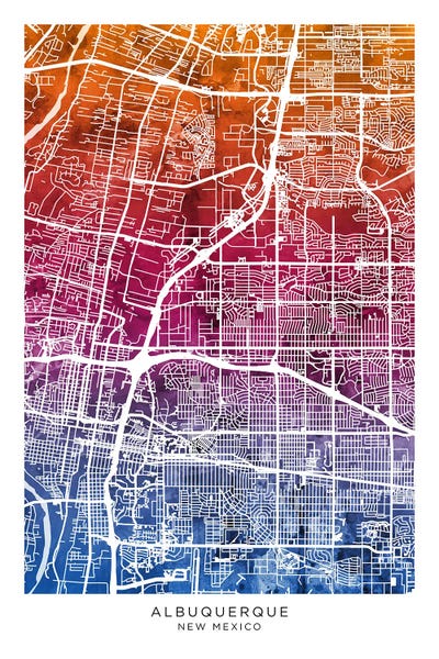 Albuquerque: Albuquerque Map Bluepink by Michael Tompsett