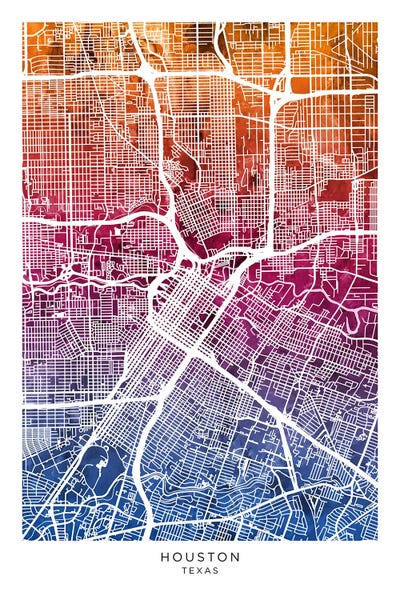 Houston: Houston Map Bluepink by Michael Tompsett
