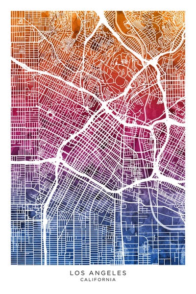 Los Angeles Maps: Los Angeles Map Bluepink by Michael Tompsett