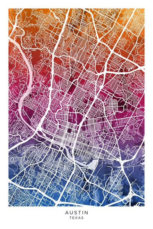 Austin Texas Map Bluepink