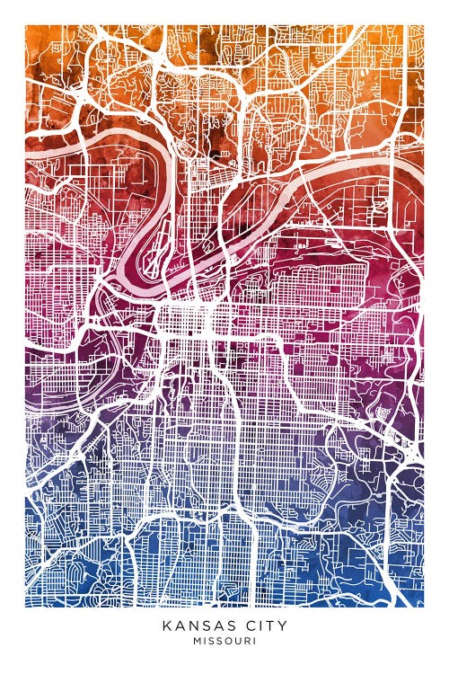 Kansas City Map Bluepink