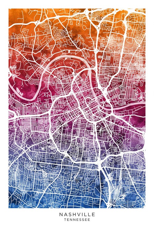 Nashville Map Bluepink