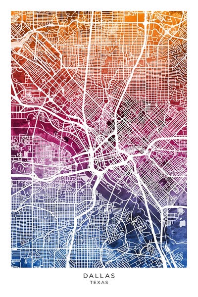 Dallas: Dallas Texas Map Bluepink by Michael Tompsett