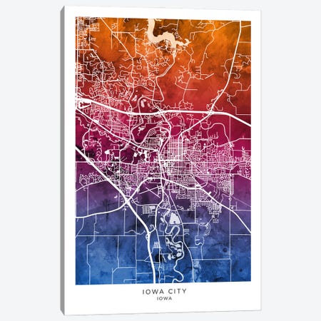 Iowa City Map Bluepink Canvas Print #MTO3572} by Michael Tompsett Art Print
