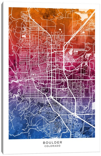 Boulder Map Bluepink Canvas Art Print