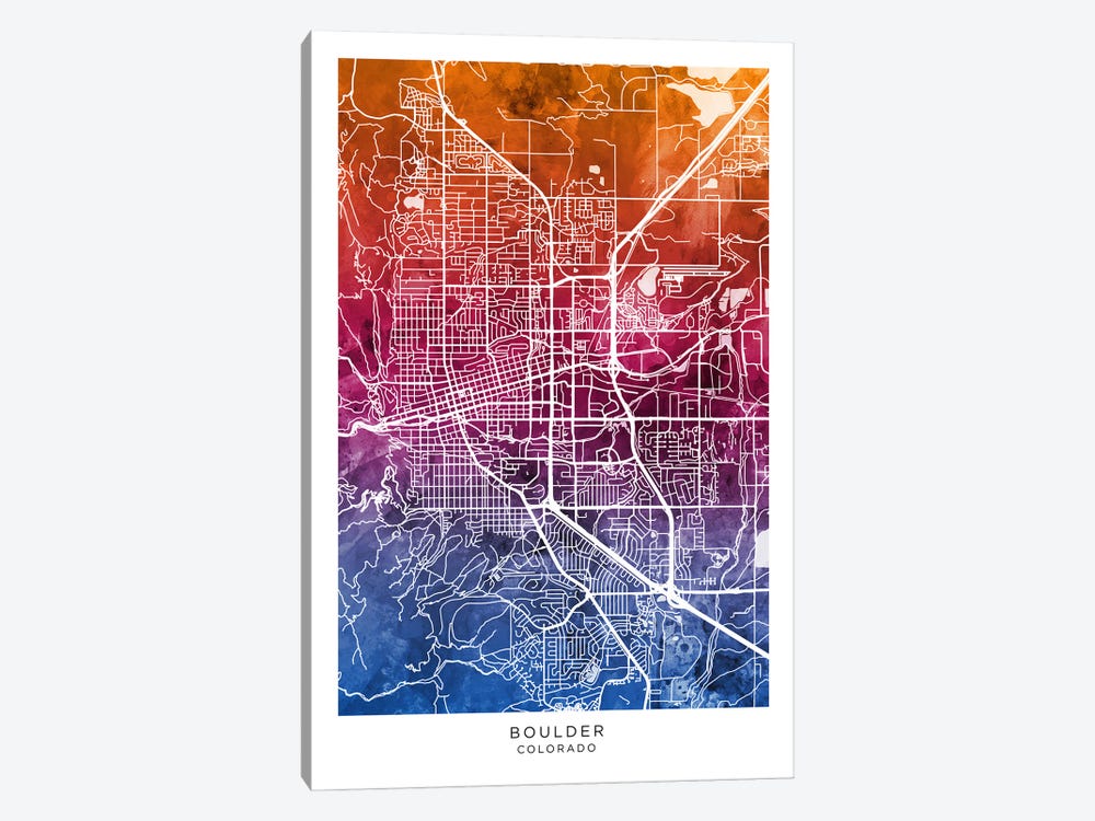 Boulder Map Bluepink by Michael Tompsett 1-piece Canvas Art Print