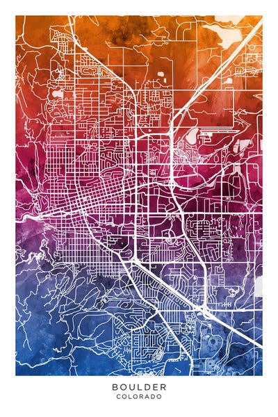 Colorado: Boulder Map Bluepink by Michael Tompsett