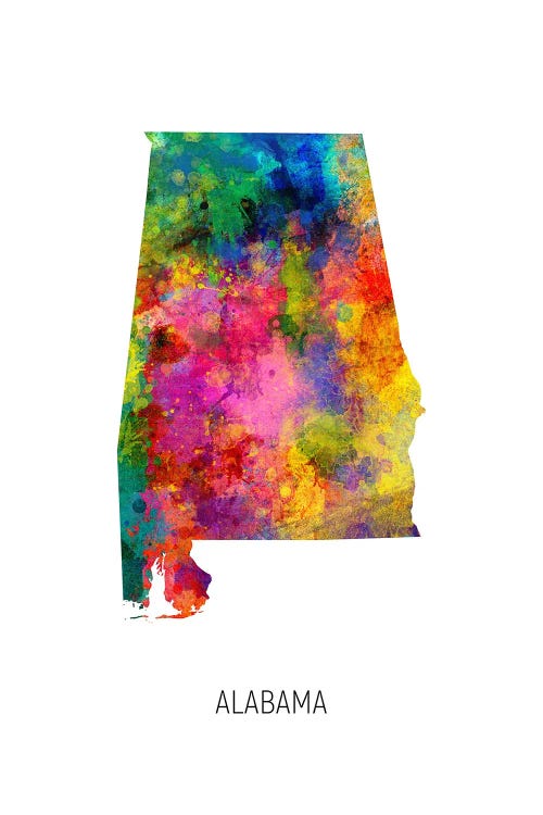 Alabama Map by Michael Tompsett wall art