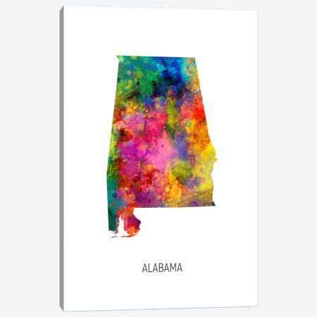 Alabama Map Canvas Print #MTO3579} by Michael Tompsett Art Print
