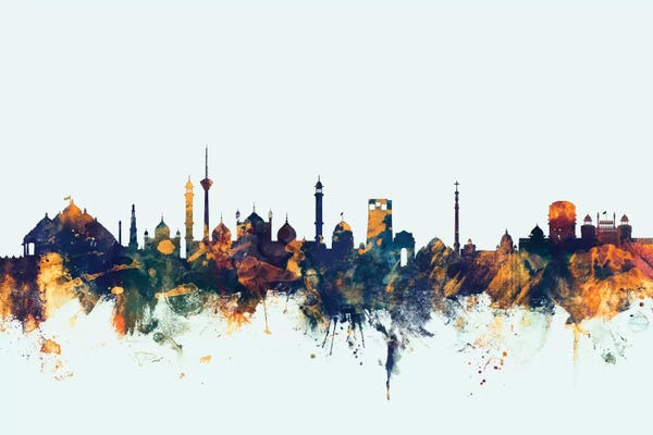 Delhi: New Delhi, India On Blue by Michael Tompsett