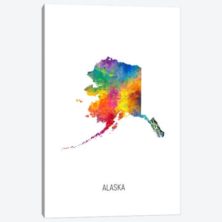 Alaska Map Canvas Print #MTO3580} by Michael Tompsett Canvas Wall Art