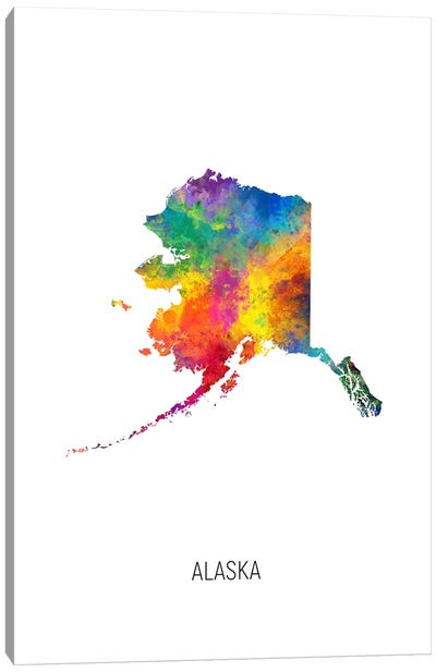 Alaska Map Canvas Art Print - Alaska Art