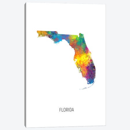 Florida Map Canvas Print #MTO3581} by Michael Tompsett Canvas Wall Art