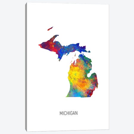Michigan Map Canvas Print #MTO3582} by Michael Tompsett Canvas Artwork