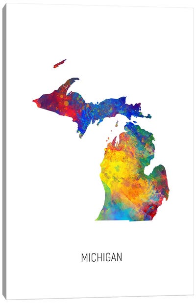 Michigan Map Canvas Art Print - State Maps