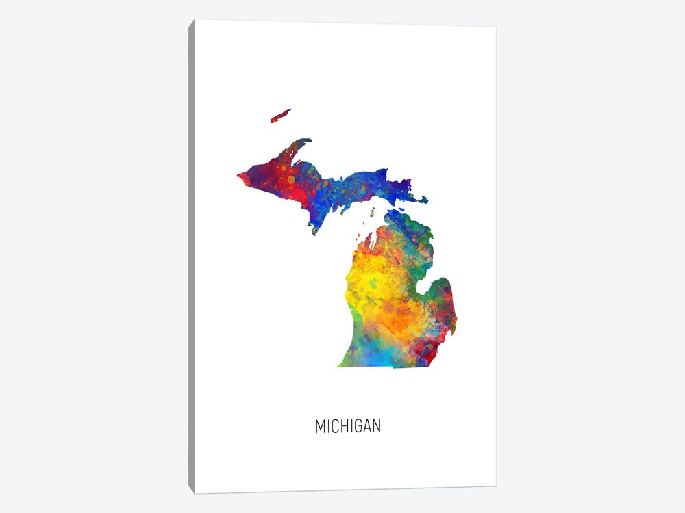 Michigan Map by Michael Tompsett 1-piece Art Print