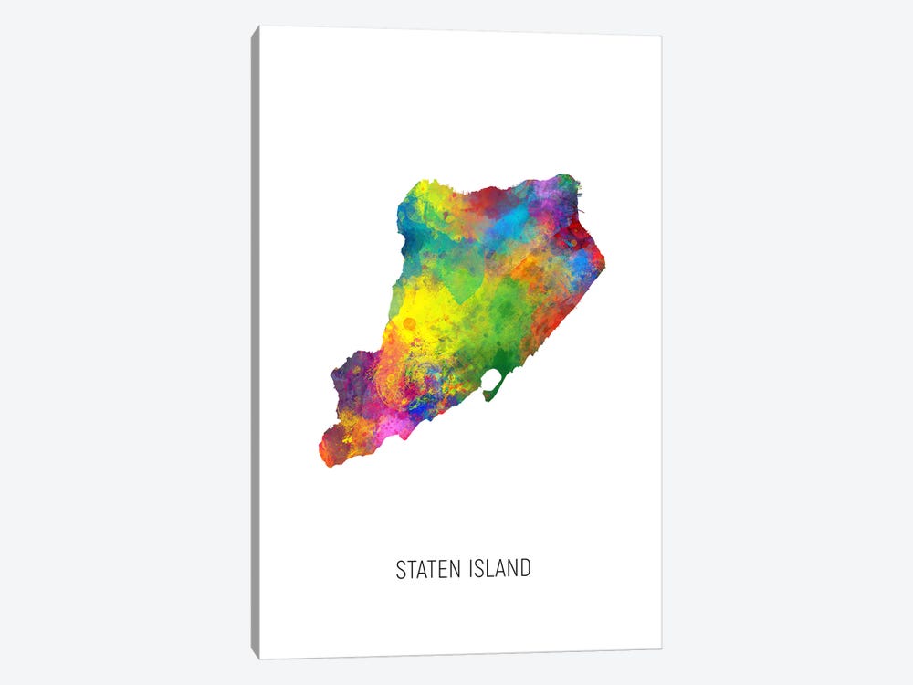 Staten Island Map by Michael Tompsett 1-piece Canvas Artwork