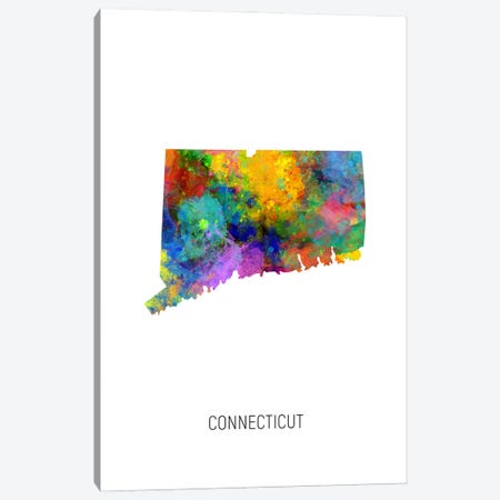 Connecticut Map Canvas Print #MTO3584} by Michael Tompsett Canvas Print