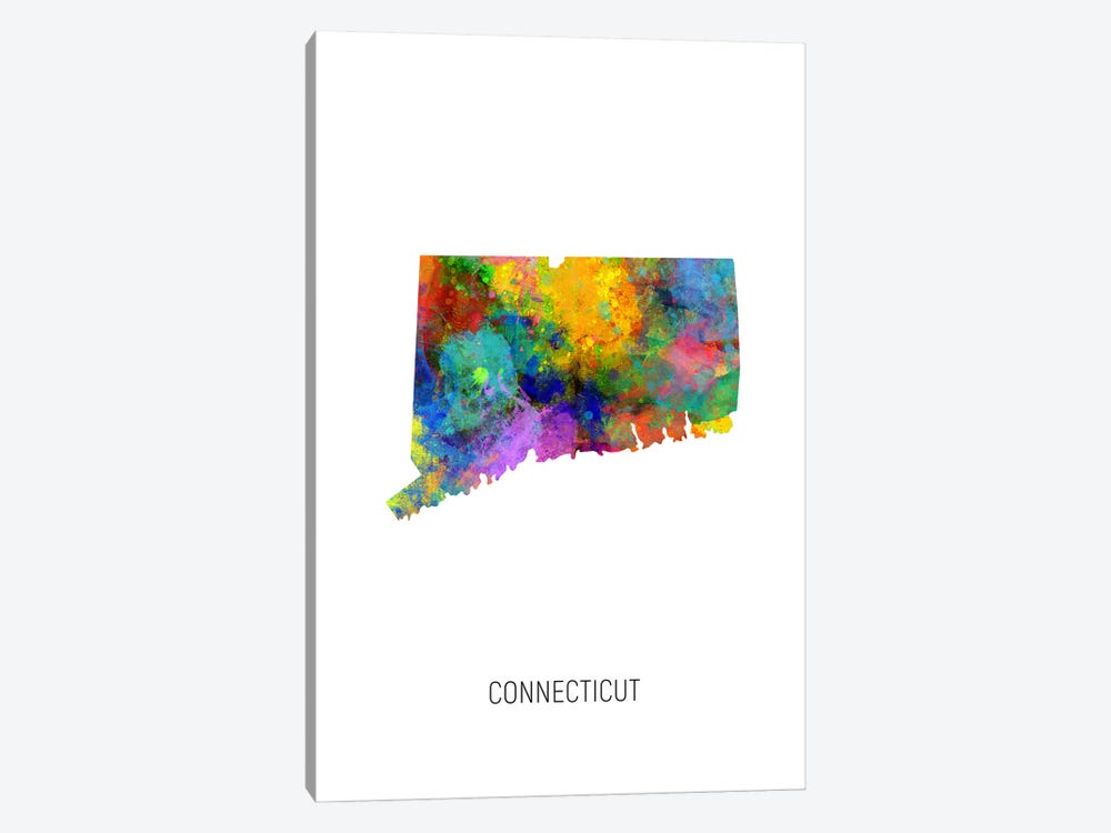 Connecticut Map by Michael Tompsett 1-piece Art Print