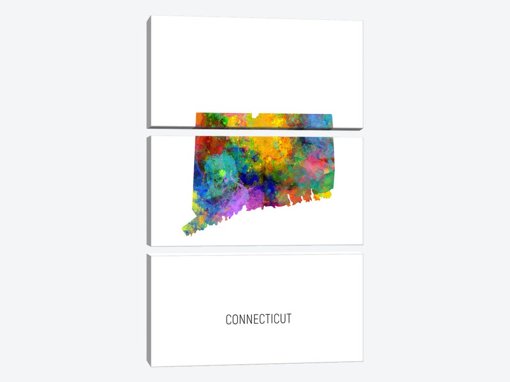 Connecticut Map by Michael Tompsett 3-piece Art Print