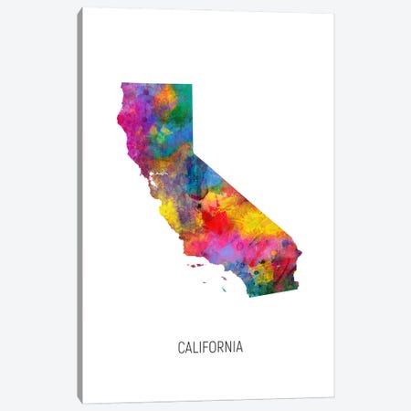 California Map Canvas Print #MTO3586} by Michael Tompsett Canvas Art Print