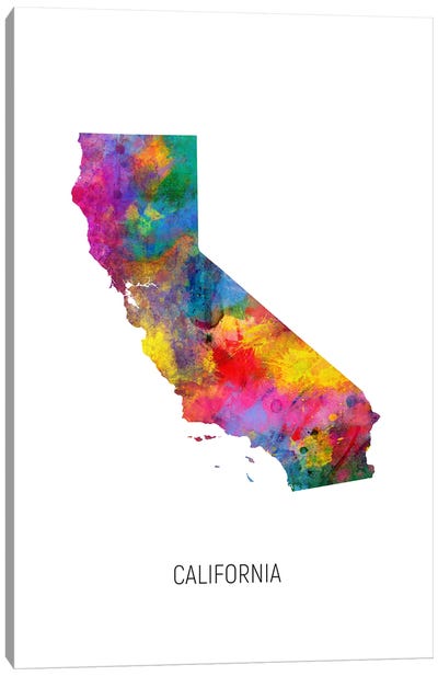 California Map Canvas Art Print - State Maps