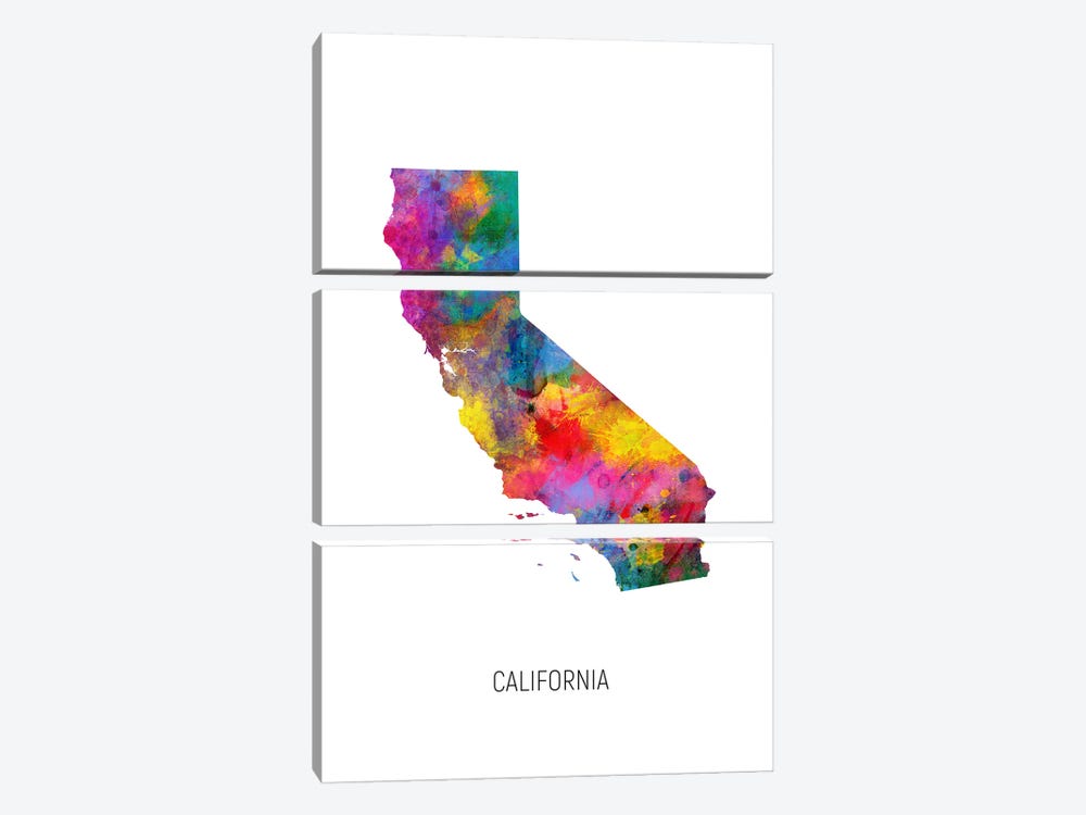 California Map by Michael Tompsett 3-piece Art Print