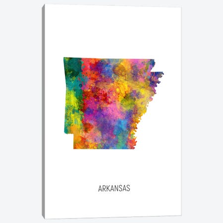 Arkansas Map Canvas Print #MTO3587} by Michael Tompsett Canvas Art Print