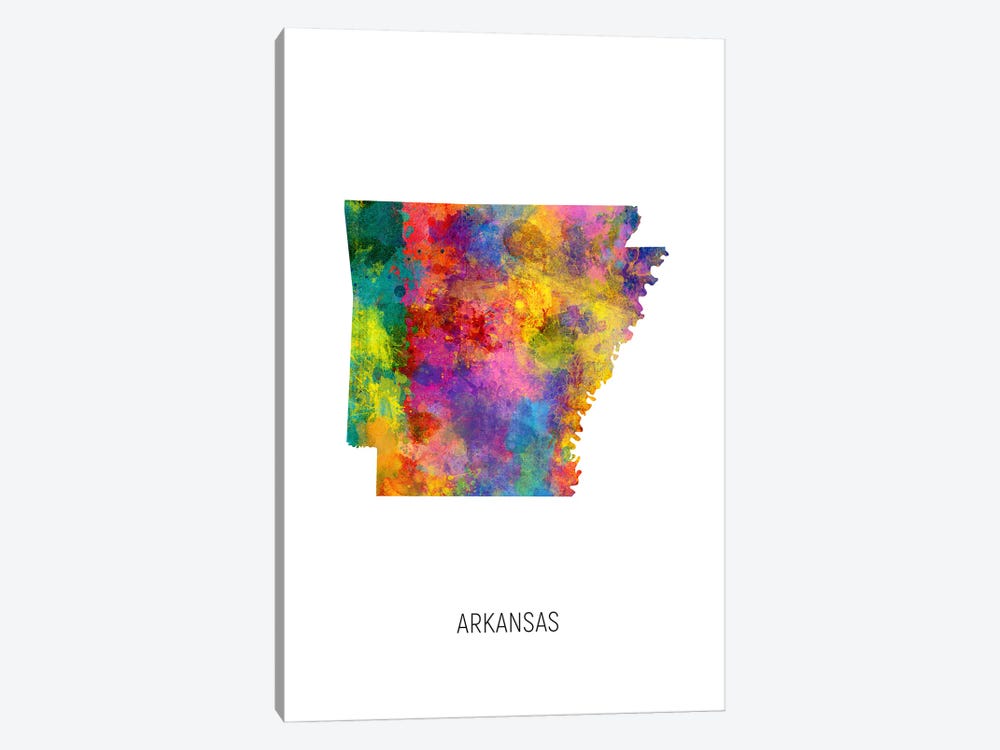 Arkansas Map by Michael Tompsett 1-piece Canvas Artwork