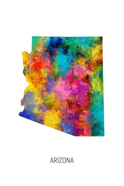 Arizona Map by Michael Tompsett multi panel art