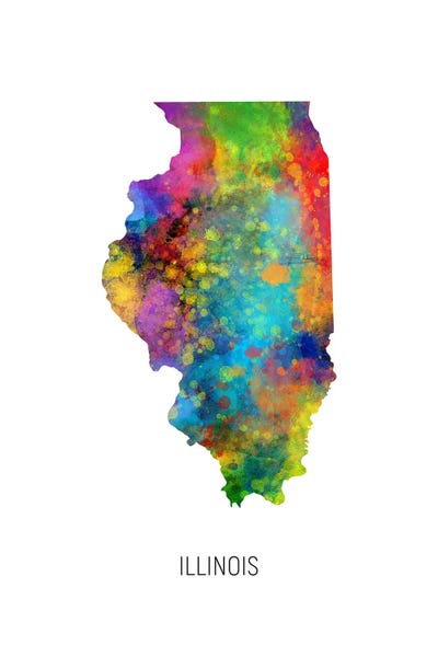 Illinois Map by Michael Tompsett gallery poster