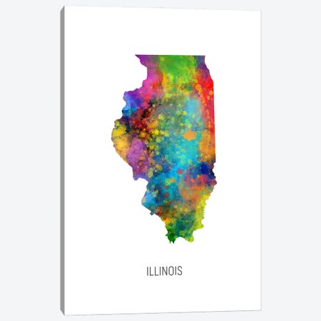 Illinois Map Canvas Print #MTO3589} by Michael Tompsett Canvas Artwork