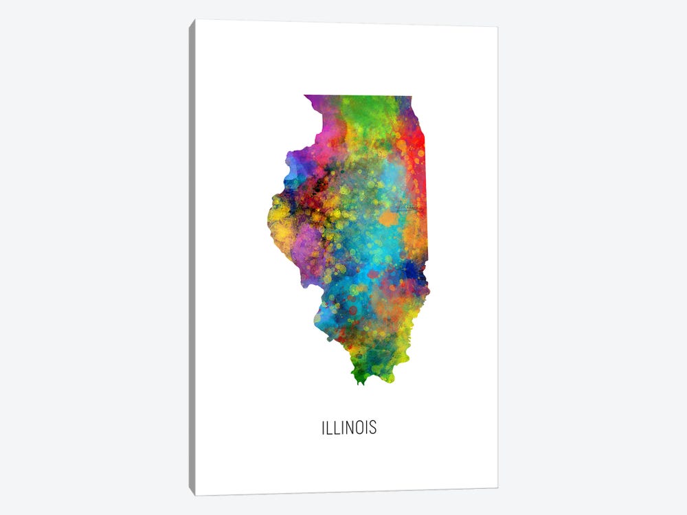 Illinois Map by Michael Tompsett 1-piece Canvas Artwork