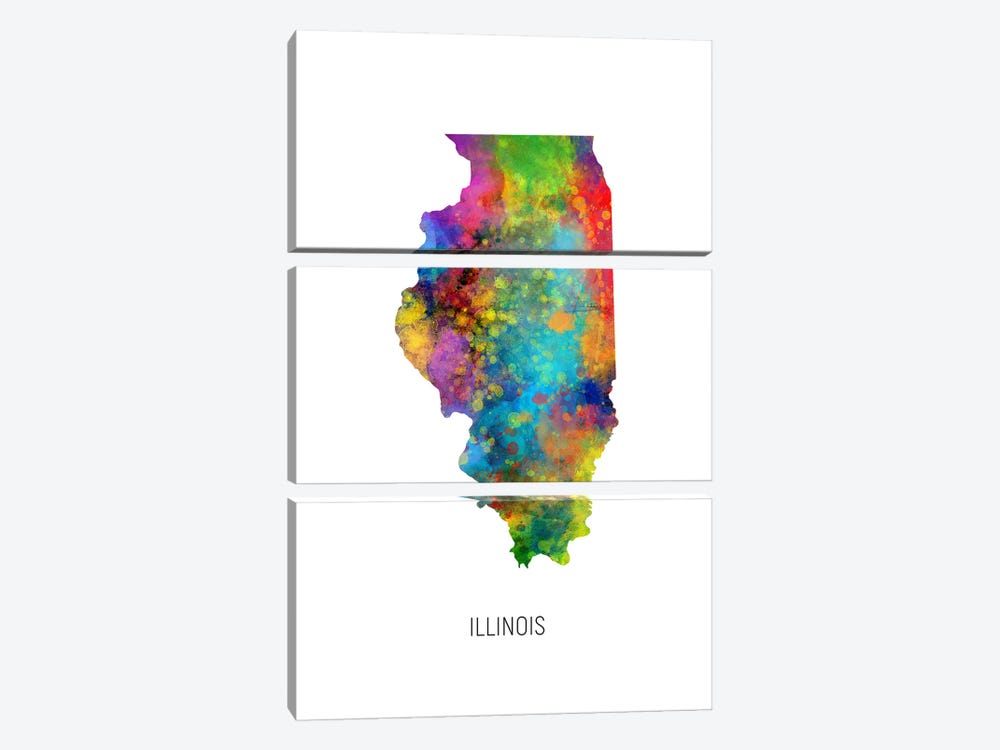 Illinois Map by Michael Tompsett 3-piece Canvas Art