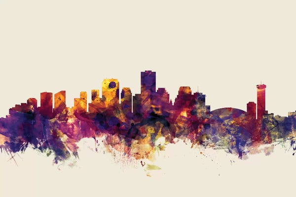 New Orleans Skylines: New Orleans, Louisiana, USA On Beige by Michael Tompsett