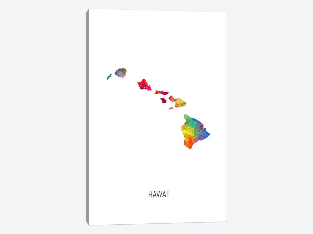 Hawaii Map by Michael Tompsett 1-piece Art Print