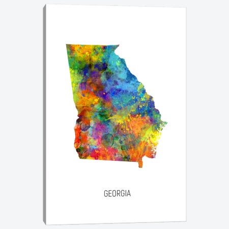 Georgia State Map Canvas Print #MTO3593} by Michael Tompsett Canvas Art Print