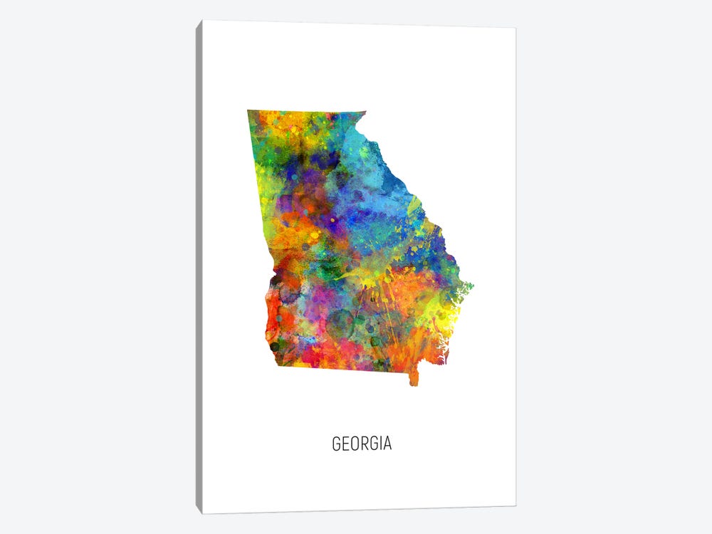 Georgia State Map by Michael Tompsett 1-piece Canvas Print
