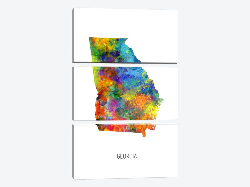 Georgia State Map by Michael Tompsett 3-piece Art Print
