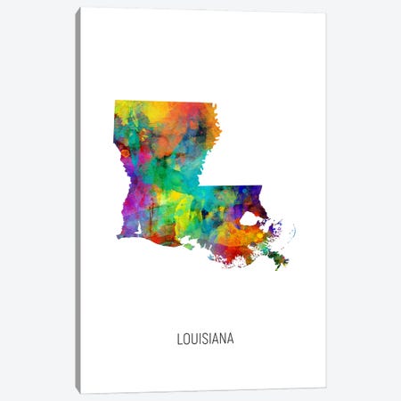 Louisiana Map Canvas Print #MTO3594} by Michael Tompsett Canvas Artwork