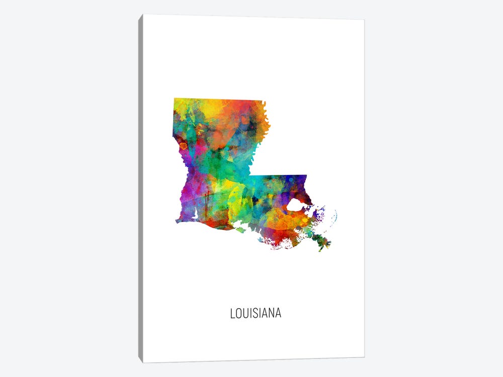 Louisiana Map by Michael Tompsett 1-piece Canvas Art