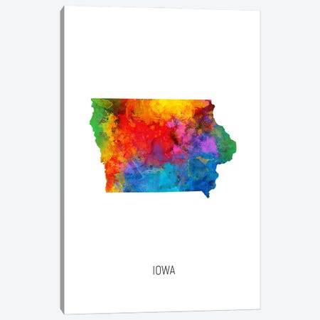Iowa Map Canvas Print #MTO3597} by Michael Tompsett Canvas Art
