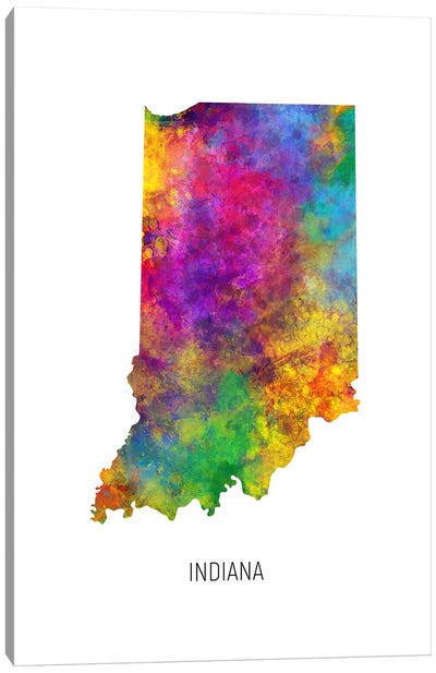 Indiana Map Canvas Art Print - Indiana Art