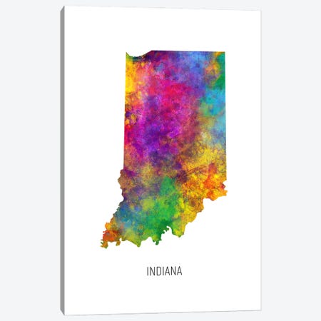 Indiana Map Canvas Print #MTO3598} by Michael Tompsett Canvas Print