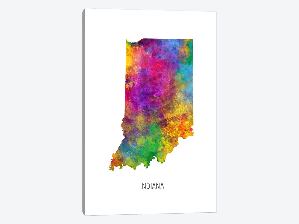 Indiana Map by Michael Tompsett 1-piece Canvas Art