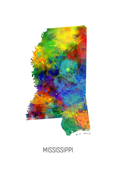 Mississippi Map by Michael Tompsett art print